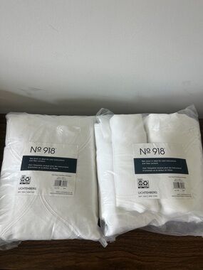 NIB Set of 2 Unused No. 918 White Home Curtain 2 Panel Set w Waves Sheer 104x96